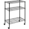 Ipower 3 Tier Shelf, 23*13*30Inch, Black, Plastic Caster Included HKSHLF23133003B